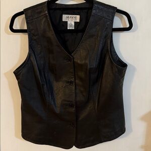 Alfani Black Leather Button Up Vest 14p